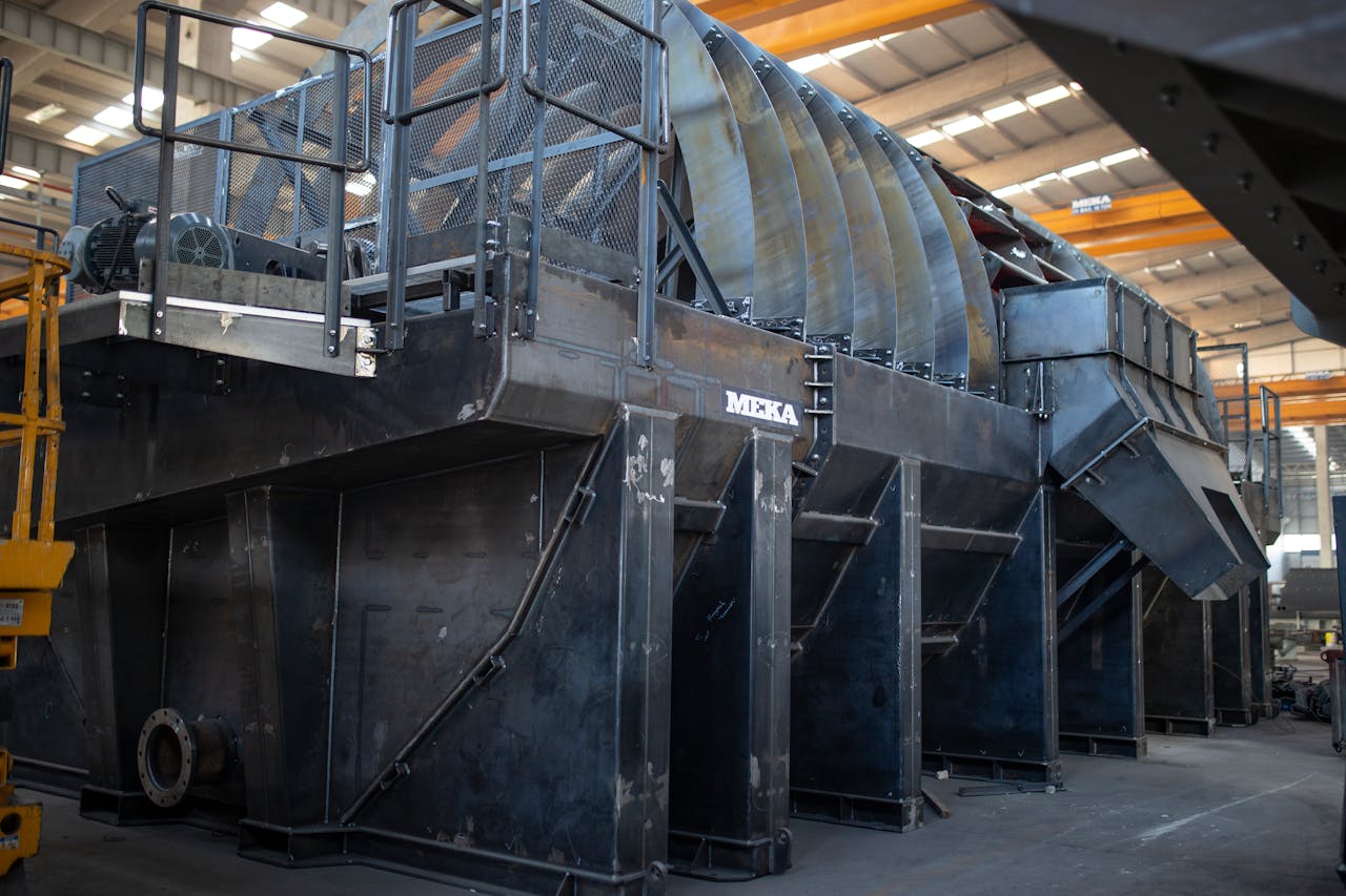 Powerful industrial machinery in a factory setting, emphasizing engineering excellence.